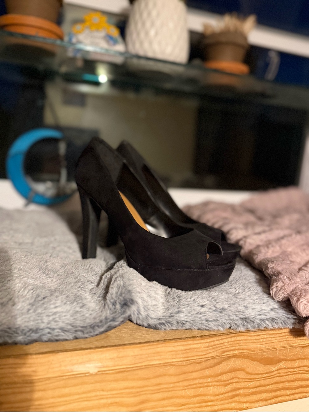 Candie's Black Peep-Toe Platform High Heels
